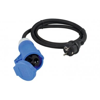 CEE adapter cable earthing contact plug to CEE coupling 3-pole