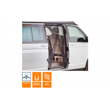 Mosquito net VanQuito VW T5 / T6 with magnetic zipper sliding door 2