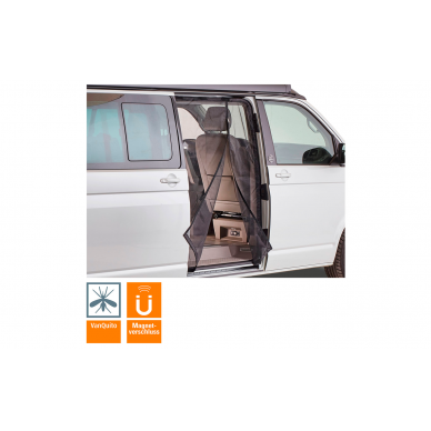 Mosquito net VanQuito VW T5 / T6 with magnetic zipper sliding door 4