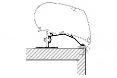 Thule karavano markizės adapterio stogo laikiklis, skirtas Omnistor 6200 / 6300 / 9200 2